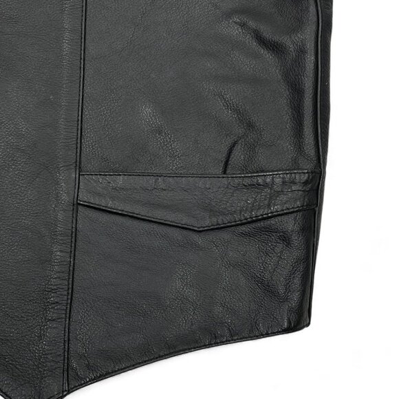 FMC Black Leather Snap Button Biker Motorcycle Vest Men's Large 46 - Picture 10 of 13